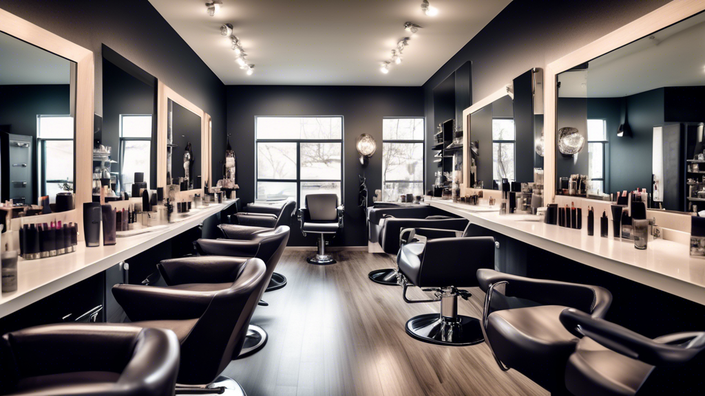 Create an image of a diverse group of hairstylists in a modern salon setting, each showcasing their unique styling skills on clients with different hair types and textures. In the background, include