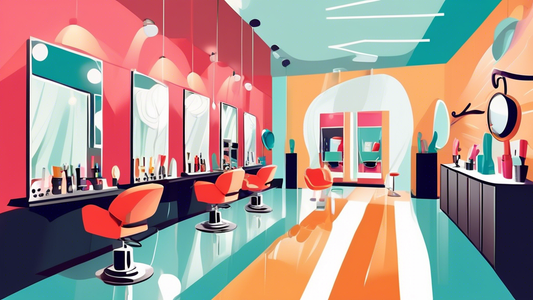 Create an image of a modern and stylish hair salon interior, with a group of professional hairdressers receiving awards. The hairdressers should be holding trophies and certificates, showcasing their
