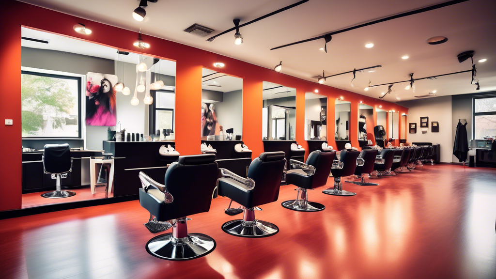 A vibrant, modern hair salon with diverse clients engaging happily with expert hairstylists. Show stylists consulting with clients, demonstrating skills with cutting and styling hair, detailed shots o