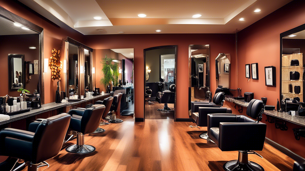 A bustling, upscale African American hair salon filled with diverse clients engaging in various hair treatments. Stylists are expertly braiding, cutting, and styling hair with precision and care. The 