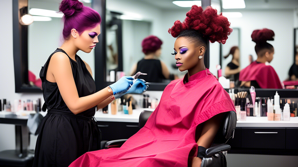 Create a vibrant and inspiring scene at the International Beauty Academy, showcasing students of diverse backgrounds engaging in various beauty courses—such as hairstyling, makeup artistry, and skinca