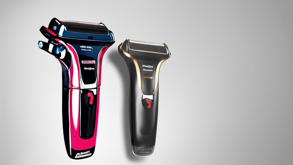 A sleek and modern digital close-up of the Babyliss Pro 4Artists FoilFX02 shaver, highlighting its precision foil head, ergonomic design, and stylish metallic finish. The background should emphasize a