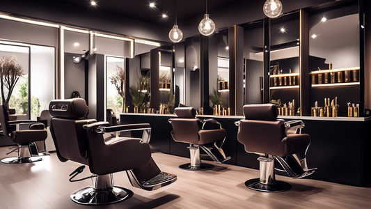 Create an image showcasing a chic, modern hair salon interior where a skilled hairstylist is using Vellen Hair Foils to apply color to a client's hair. The scene should highlight the gleaming, high-qu