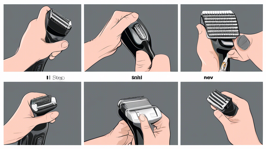 A step-by-step guide illustration of replacing the foil on a Wahl Finale Shaver, featuring a close-up of the shaver, hands unscrewing the old foil, and installing the new foil, with clear and simple l