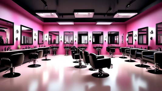 Create a vibrant and detailed image of a modern hair salon academy, showcasing students engaging in hairstyling practice on mannequins and live models. The setting should be upscale, with sleek, styli