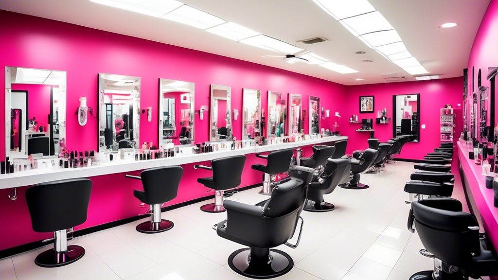 A vibrant, modern cosmetology university campus where students are actively engaged in hands-on beauty training. Depict classrooms filled with enthusiastic students practicing makeup application, hair