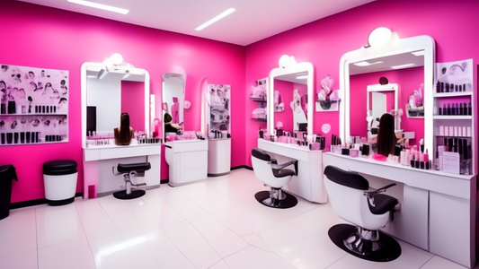 Create a vibrant and inviting image of a modern beauty parlour training centre. Show diverse groups of students engaging in various beauty treatments such as hair styling, makeup application, and mani