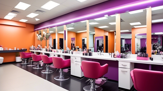 Create an image showcasing a vibrant cosmetology institute. The scene should feature students practicing various beauty techniques such as hair styling, makeup application, and nail art in a modern, w