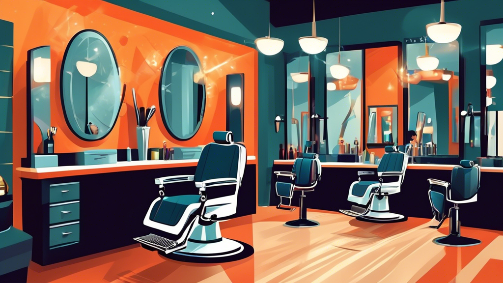 Create an image of a stylish and contemporary men's salon with modern decor. Show a skilled barber giving a stylish haircut to a man seated in a comfortable barber chair. Background elements should in