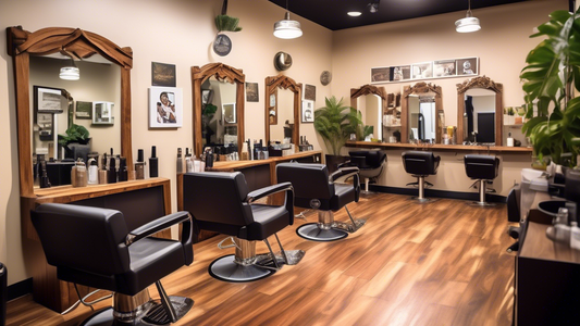 Create an image showcasing a cozy and stylish natural hair salon with diverse hairstylists attending to clients with various natural hair textures. The salon is equipped with modern furnishings, natur