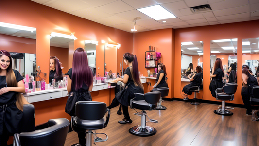 Create an image depicting the vibrant and engaging environment of Ogle Beauty School. Show students actively participating in various cosmetology classes like hairstyling, makeup application, and nail