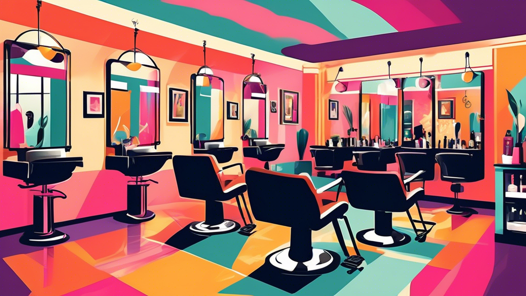 Create an image of a bustling modern hair salon with friendly, trendy stylists working on clients' hair. Include chic decor, mirrors, and styling chairs, reflecting a welcoming and fashionable atmosph