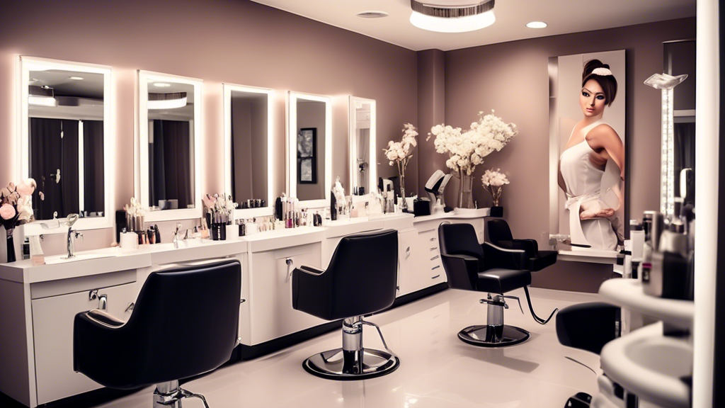 Create an image of a luxurious, high-end beauty studio with elegantly dressed cosmetologists performing advanced treatments. The atmosphere should exude sophistication and professionalism, with state-