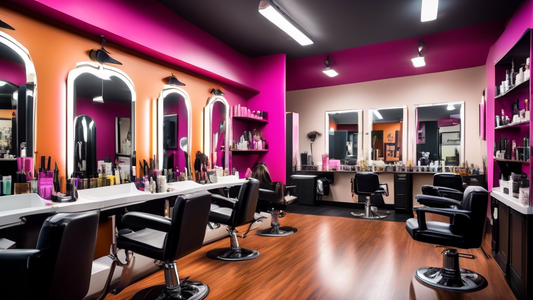 Create an image of a diverse and stylish salon filled with vibrant colors and modern decor. The scene should show several hair stylists working on clients with different hair types and styles. Include