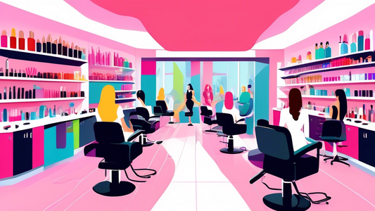 Create an image of a vibrant, modern cosmetology classroom in a top local college, featuring diverse students practicing hairstyling, makeup application, and nail art. Include a friendly instructor gu