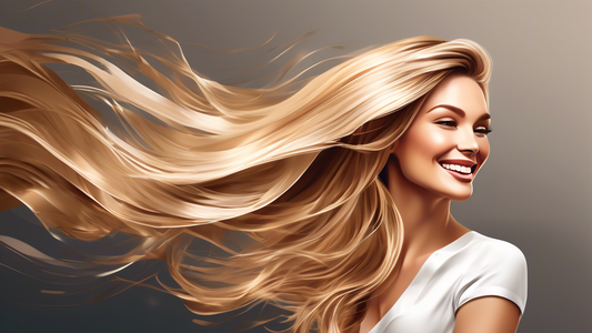 Create a stylish image of a woman with long, flowing blonde hair featuring subtle, elegant brown foils. The setting should be a modern, upscale hair salon with the hairstylist meticulously applying th