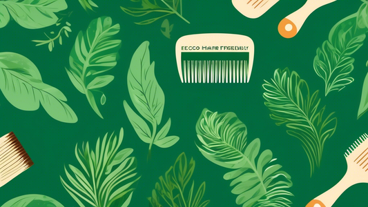 Create an image of an eco-friendly hairbrush made from sustainable materials, with a serene background of lush greenery. Show someone gently detangling their hair, emphasizing the smooth, pain-free ex