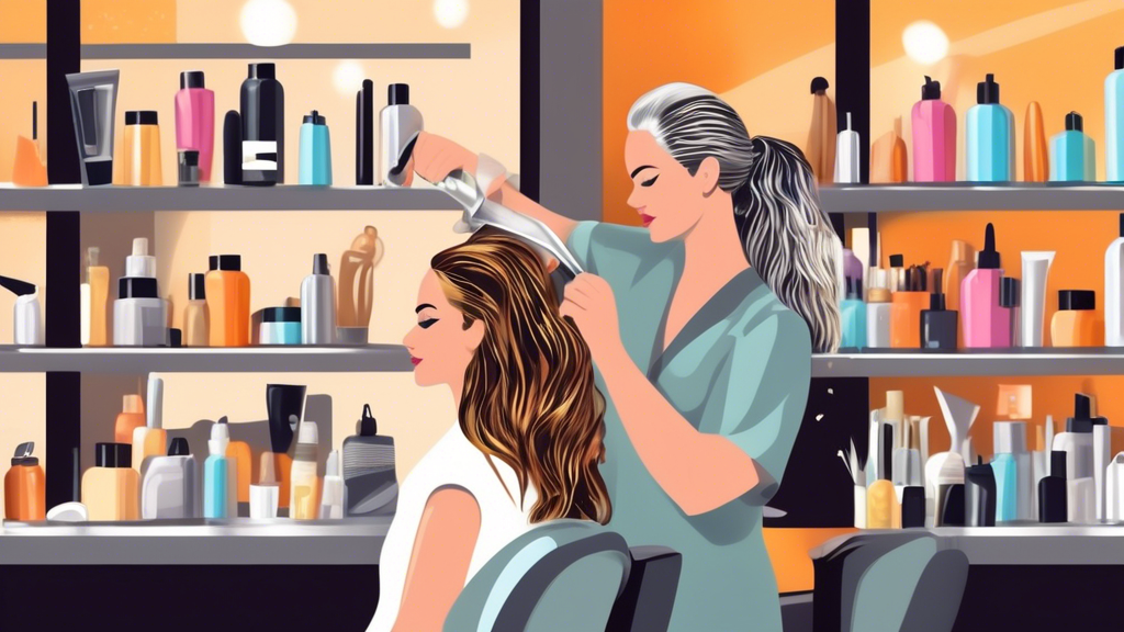 Create a detailed image of a professional hair salon scene. A hairstylist is applying aluminum foil to a client's hair for highlights. The focus is on the different types of foil being used, showcasin