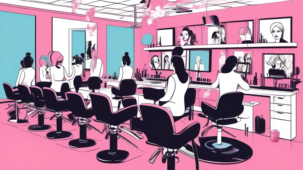 Create an image of a modern classroom where beauty professionals are attending an advanced cosmetology lecture. The setting should include high-tech equipment, digital screens displaying complex beaut