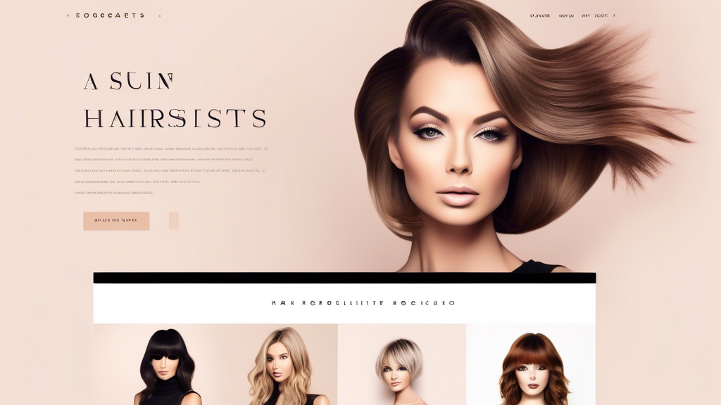 A chic and modern hairstylist's website homepage featuring a sleek design. The layout includes a high-resolution header image of a stylish haircut, an elegant navigation bar, a section showcasing a po