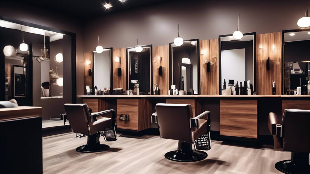 Create an image of a modern, stylish men's hair salon with a professional hairdresser giving a haircut to a satisfied client. The salon should have a clean and trendy interior design with a variety of