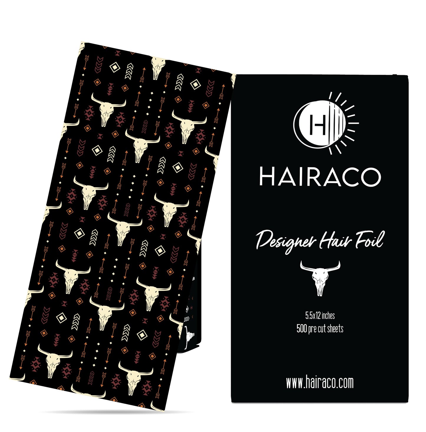 HAIRACO HAIR HAVEN Designer Hair Color Foils - 500 pre-cut, single sheet, extra long length foils, 5.5x12 inches, textured long hair foils (Aztec Collection)