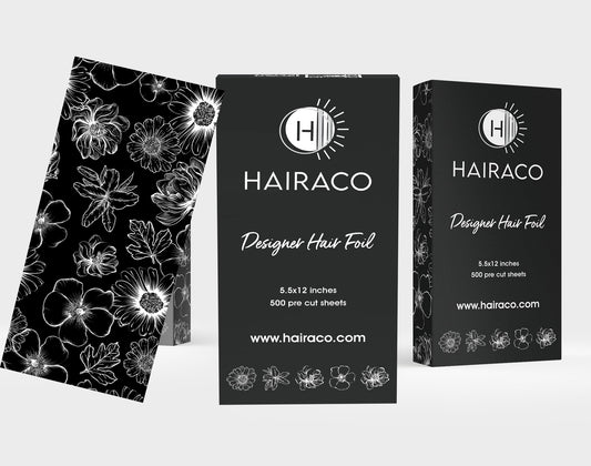 HAIRACO HAIR Designer Hair Color Foils - 500 pre-cut, single sheet, extra long length foils, 5.5x12 inches, textured long hair foils (Blossom)